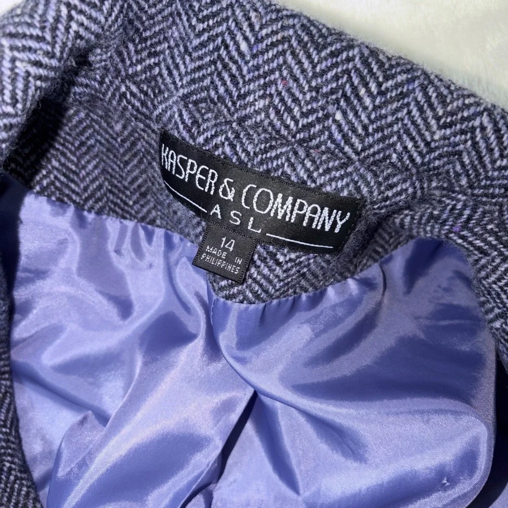 Vintage Kasper & Company A.S.L. 14 Wool 70% Nylon 30% Dark Academia Professional